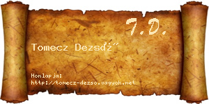 Tomecz Dezső névjegykártya